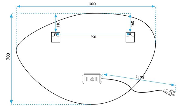 REA Nástenné LED zrkadlo s reproduktorom Fog 100 cm strieborné