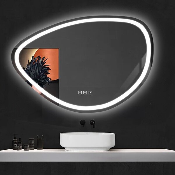 REA Nástenné LED zrkadlo s reproduktorom Fog 100 cm strieborné