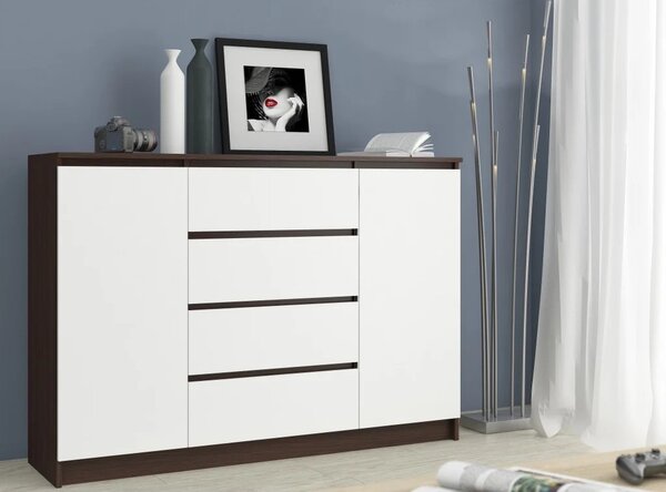 Veľká kombinovaná komoda SAVRILA - wenge/biela