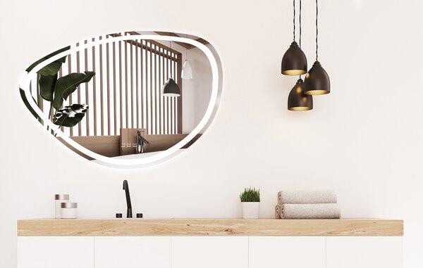 REA Nástenné LED zrkadlo s reproduktorom Fog 100 cm strieborné