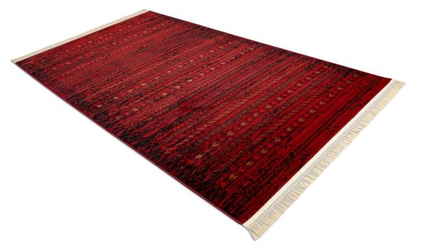 Koberec ORIENT 5820 so strapcami, pruhy / orientálny, bordový / čierny