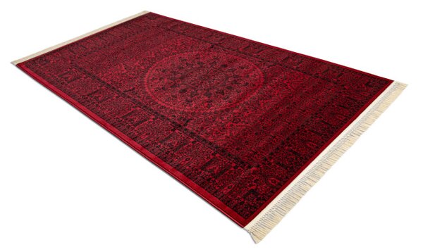 Koberec ORIENT 6039 so strapcami, rám / orientálny / rozeta, bordový / čierny