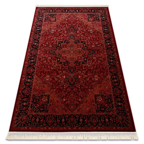 Koberec ORIENT Y307 so strapcami, rám / ornament / klasický, bordový / čierny