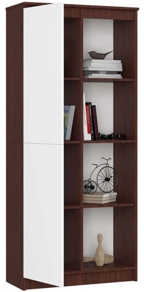 Policový regál s dvierkami VALESTRA - wenge / biely