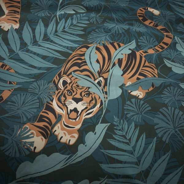Zelené/hnedé obliečky na dvojlôžko/predĺžené 230x220 cm Tropic Tiger Leaf – Catherine Lansfield