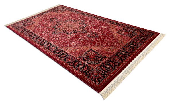 Koberec ORIENT Y307 so strapcami, rám / ornament / klasický, bordový / čierny