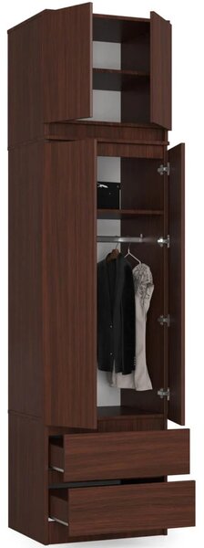 Šatníková skriňa s nástavcom 60 cm WREN - wenge