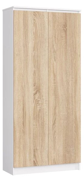 Policová skriňa 80 cm VALESTRA - biela / dub sonoma