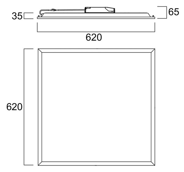 Vstavaný LED panel QUANTUM, biely, 62 x cm, DALI, 26 W, UGR19, IP54, Biela / opálová, Pracovňa / Kancelária, kov, Zapustené stropné svietidlo