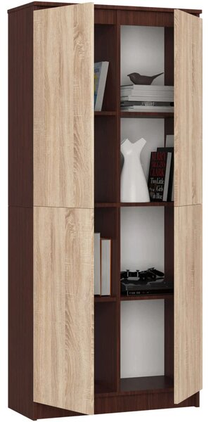 Policová skriňa 80 cm VALESTRA - wenge / dub sonoma