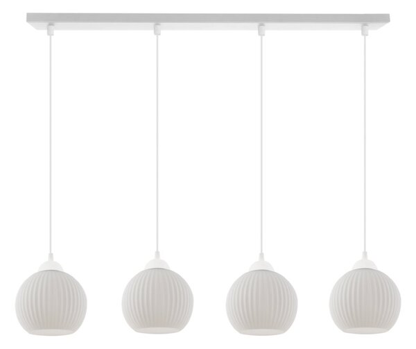 Závesné svietidlo Riffle Round, 4x biele sklenené tienidlo, w