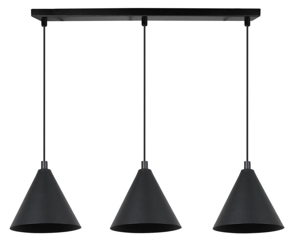 Závesné svietidlo Soho, 3x čierne kovové tienidlo, (fi 14cm)