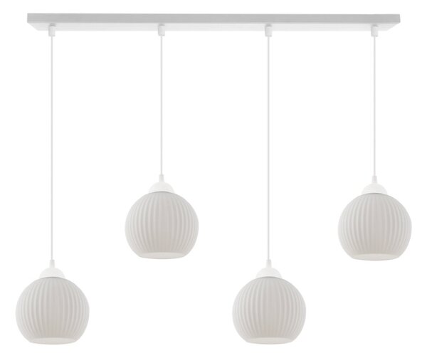 Závesné svietidlo Riffle Round, 4x biele sklenené tienidlo, w