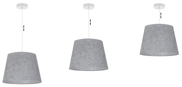 Závesné svietidlo Len, 1x šedé textilné tienidlo, (fi 38 cm), w