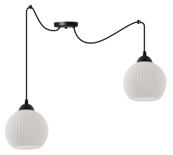 Závesné svietidlo Riffle Round Spider, 2x biele sklenené tienidlo, b
