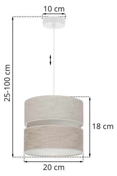 Závesné svietidlo Len, 1x béžové/svetlobéžové textilné tienidlo, (fi 20 cm), w