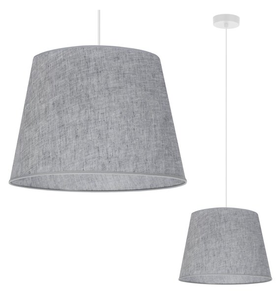 Závesné svietidlo Len, 1x šedé textilné tienidlo, (fi 38 cm), w