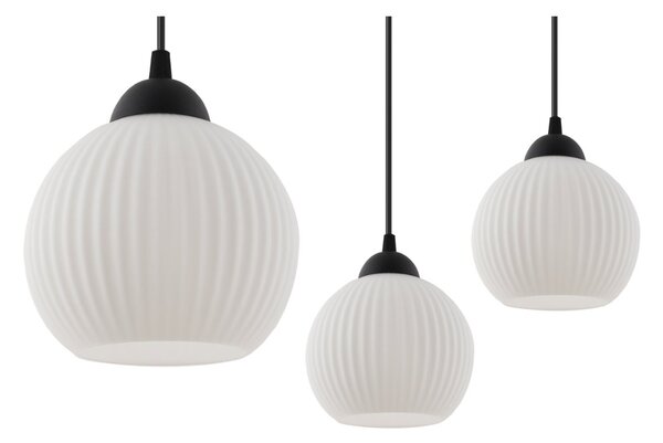 Závesné svietidlo Riffle Round Spider, 3x biele sklenené tienidlo, b
