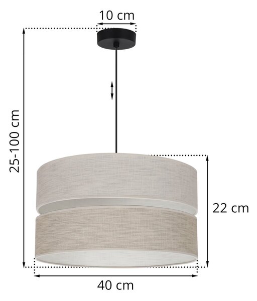 Závesné svietidlo Len, 1x béžové/svetlobéžové textilné tienidlo, (fi 40 cm), b