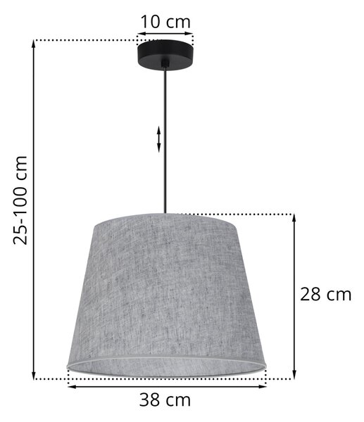 Závesné svietidlo Len, 1x šedé textilné tienidlo, (fi 38 cm), b