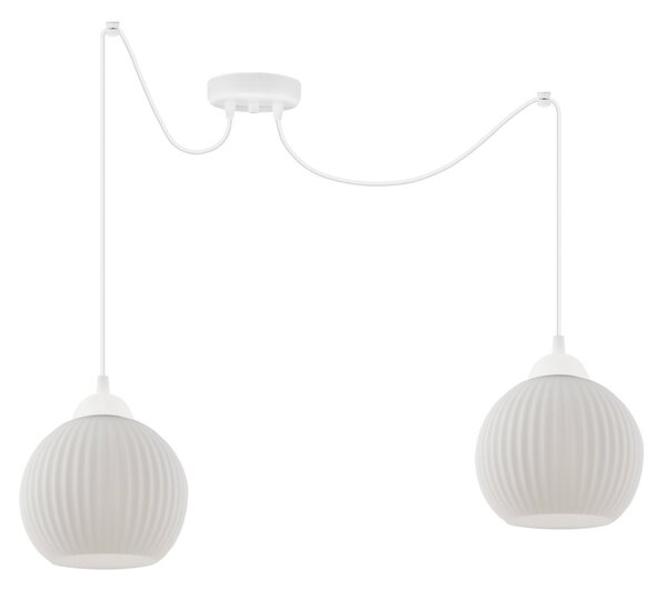 Závesné svietidlo Riffle Round Spider, 2x biele sklenené tienidlo, w