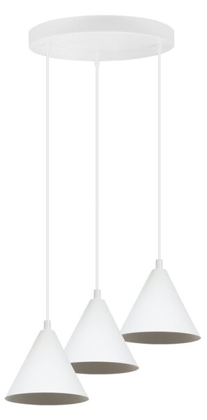 Závesné svietidlo Soho, 3x biele kovové tienidlo, (fi 14cm), o