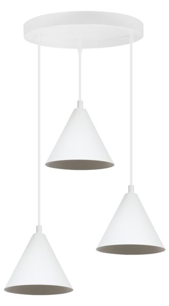 Závesné svietidlo Soho, 3x biele kovové tienidlo, (fi 14cm), o