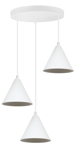 Závesné svietidlo Soho, 3x biele kovové tienidlo, (fi 14cm), o