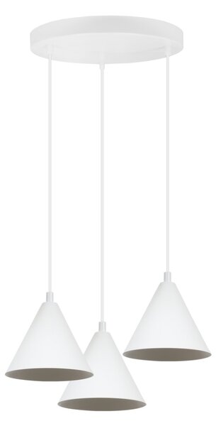 Závesné svietidlo Soho, 3x biele kovové tienidlo, (fi 14cm), o