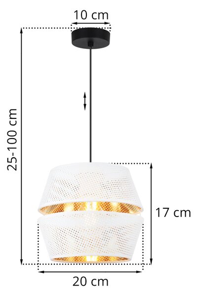 Závesné svietidlo Asti, 1x biele PVC tienidlo, g, b