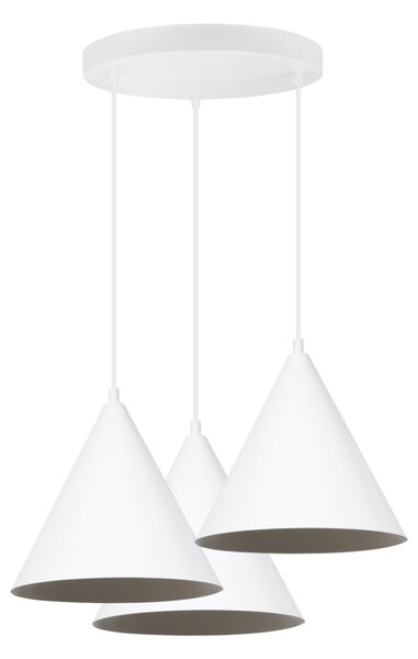 Závesné svietidlo Soho, 3x biele kovové tienidlo, (fi 25cm), o