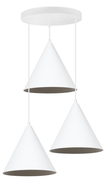 Závesné svietidlo Soho, 3x biele kovové tienidlo, (fi 25cm), o