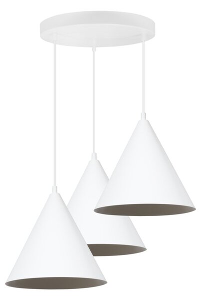 Závesné svietidlo Soho, 3x biele kovové tienidlo, (fi 25cm), o