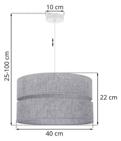 Závesné svietidlo Len, 1x šedé textilné tienidlo, (fi 40 cm), w