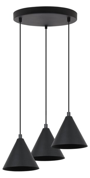 Závesné svietidlo Soho, 3x čierne kovové tienidlo, (fi 14cm), o