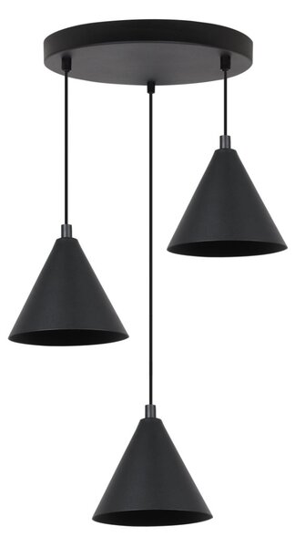 Závesné svietidlo Soho, 3x čierne kovové tienidlo, (fi 14cm), o