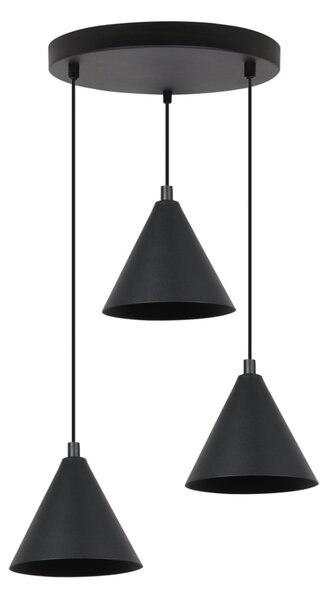 Závesné svietidlo Soho, 3x čierne kovové tienidlo, (fi 14cm), o