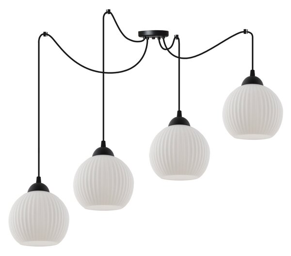Závesné svietidlo Riffle Round Spider, 4x biele sklenené tienidlo, b