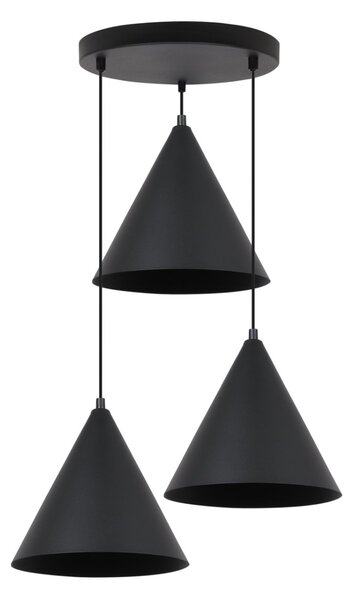 Závesné svietidlo Soho, 3x čierne kovové tienidlo, (fi 25cm), o