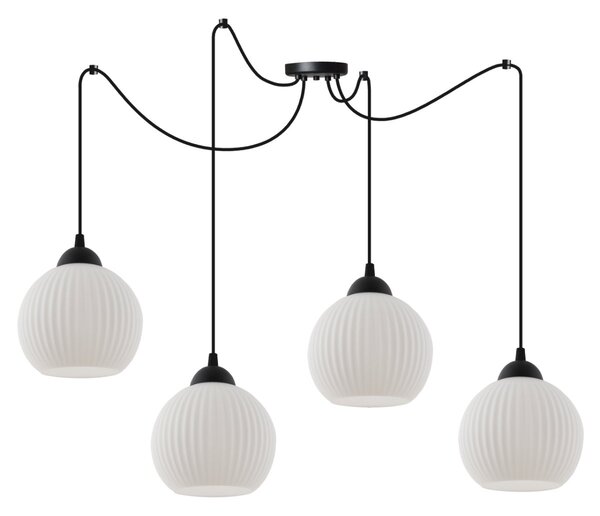 Závesné svietidlo Riffle Round Spider, 4x biele sklenené tienidlo, b