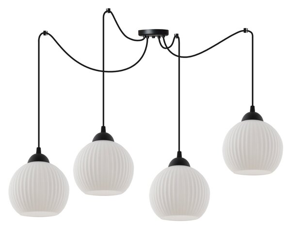 Závesné svietidlo Riffle Round Spider, 4x biele sklenené tienidlo, b