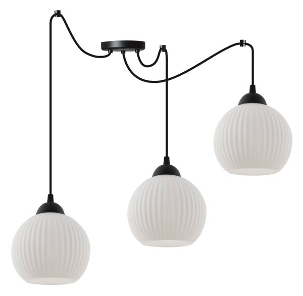 Závesné svietidlo Riffle Round Spider, 3x biele sklenené tienidlo, b