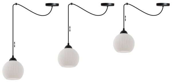 Závesné svietidlo Riffle Round Spider, 1x biele sklenené tienidlo, b