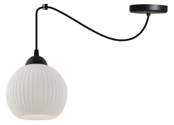 Závesné svietidlo Riffle Round Spider, 1x biele sklenené tienidlo, b