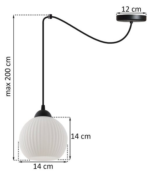 Závesné svietidlo Riffle Round Spider, 1x biele sklenené tienidlo, b
