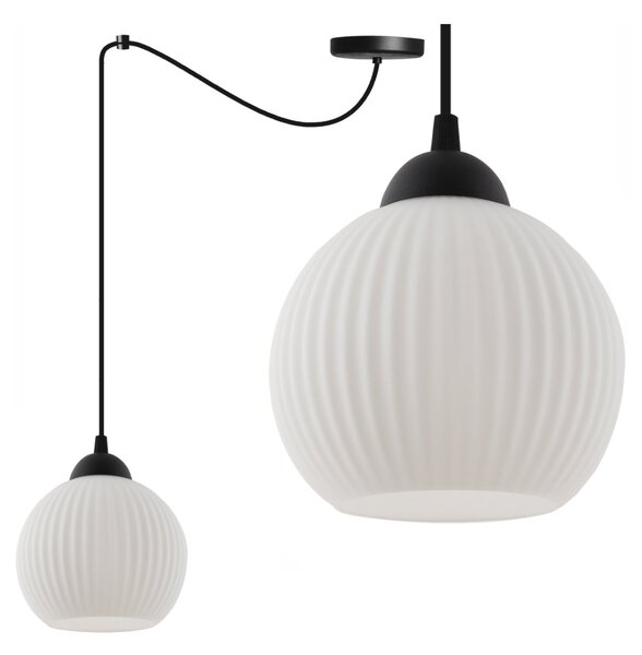 Závesné svietidlo Riffle Round Spider, 1x biele sklenené tienidlo, b