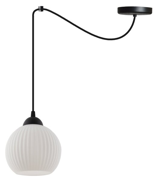 Závesné svietidlo Riffle Round Spider, 1x biele sklenené tienidlo, b