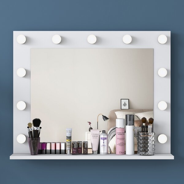 Kalune Design Toaletný stolík Melissa 04 s LED zrkadlom biely/číry