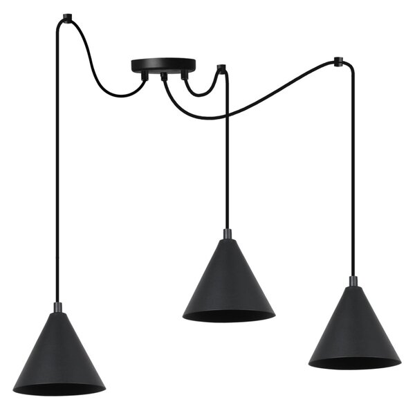 Závesné svietidlo Soho Spider, 3x čierne kovové tienidlo, (fi 14cm)