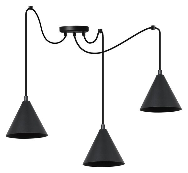 Závesné svietidlo Soho Spider, 3x čierne kovové tienidlo, (fi 14cm)